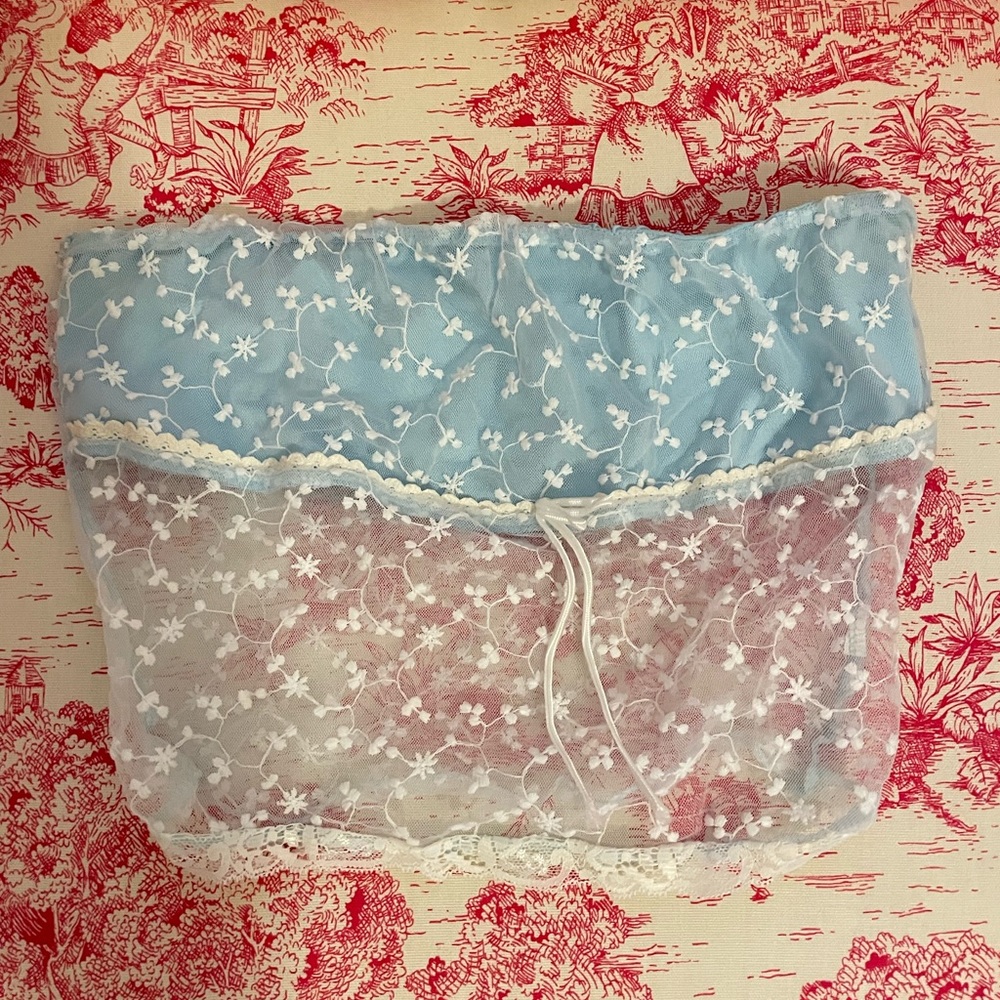 Light Blue Lace Crop Top